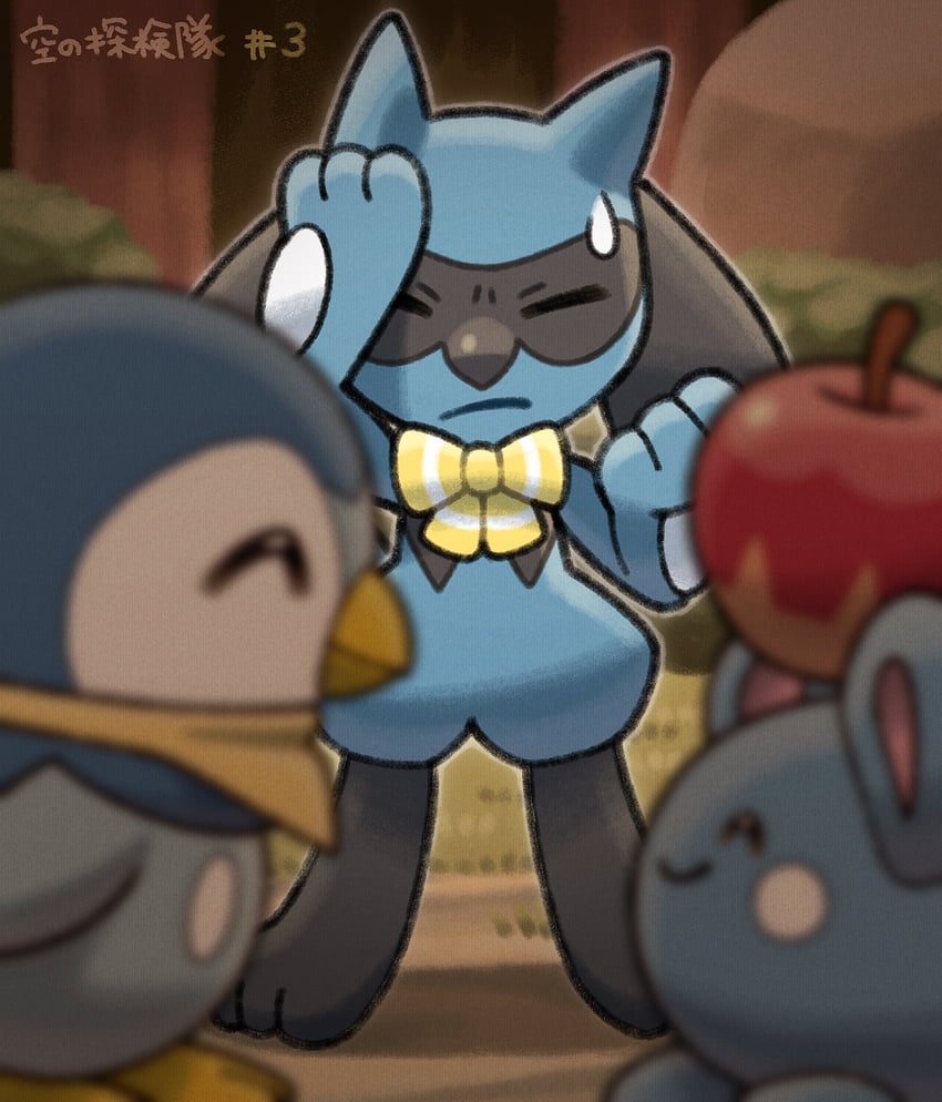 piplup, riolu, and azurill (pokemon and 2 more) drawn by komepan