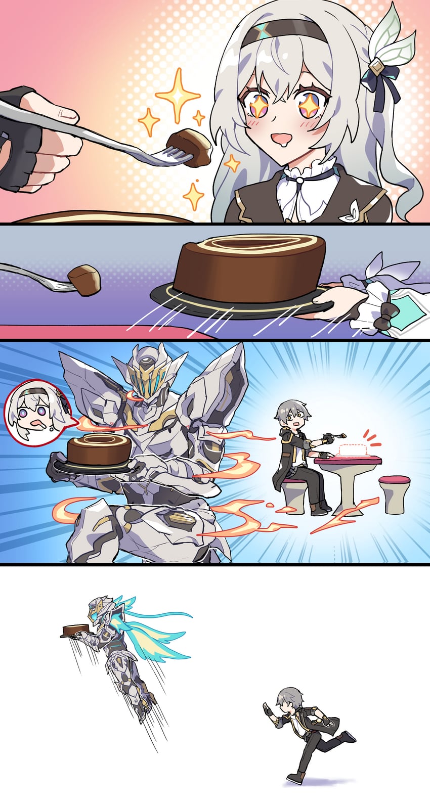 trailblazer, firefly, caelus, and sam (honkai and 1 more) drawn by sakana_(fishchunk)