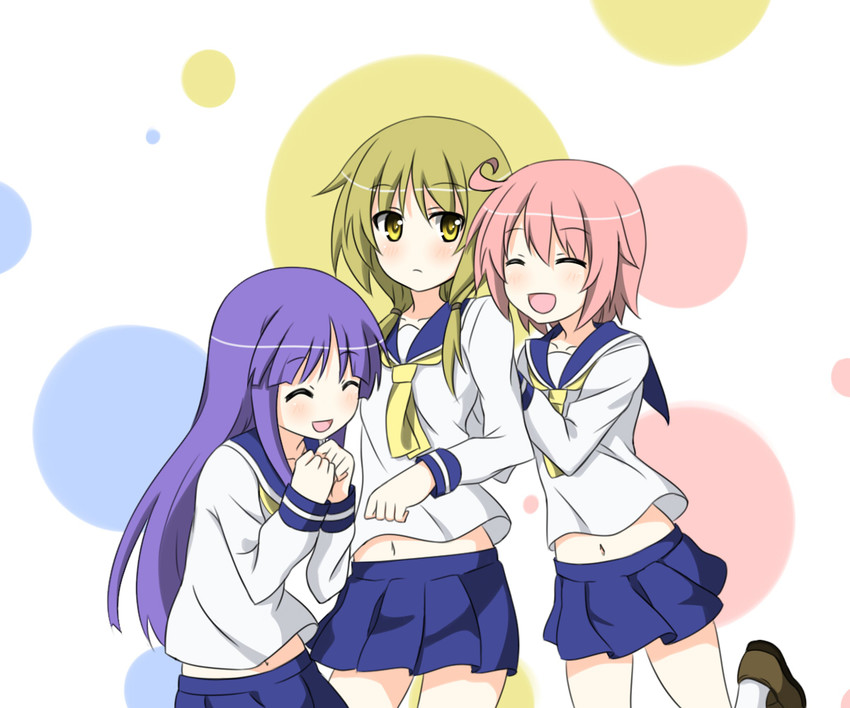 ichii yui, hinata yukari, and nonohara yuzuko (yuyushiki) drawn by shikniful