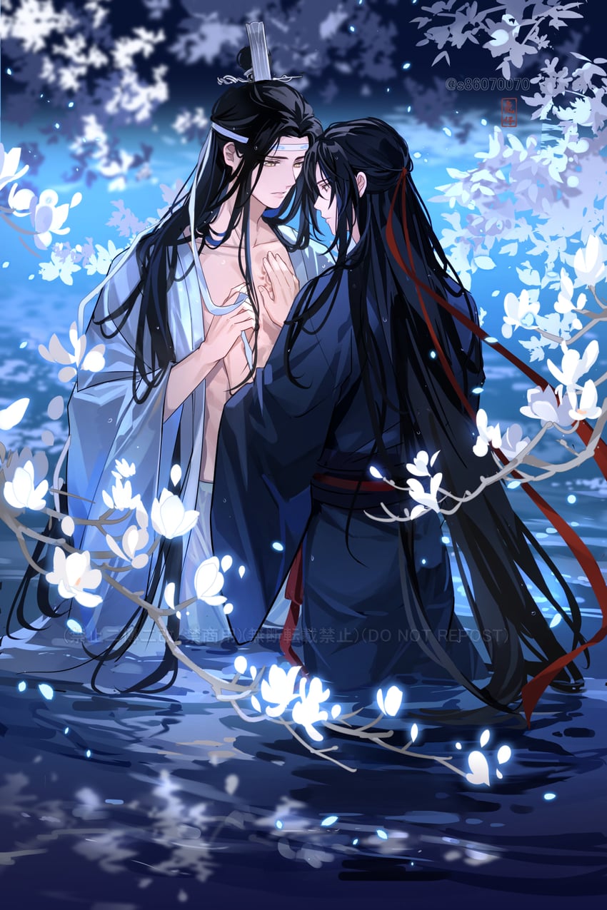 wei wuxian and lan wangji (modao zushi) drawn by usagishi