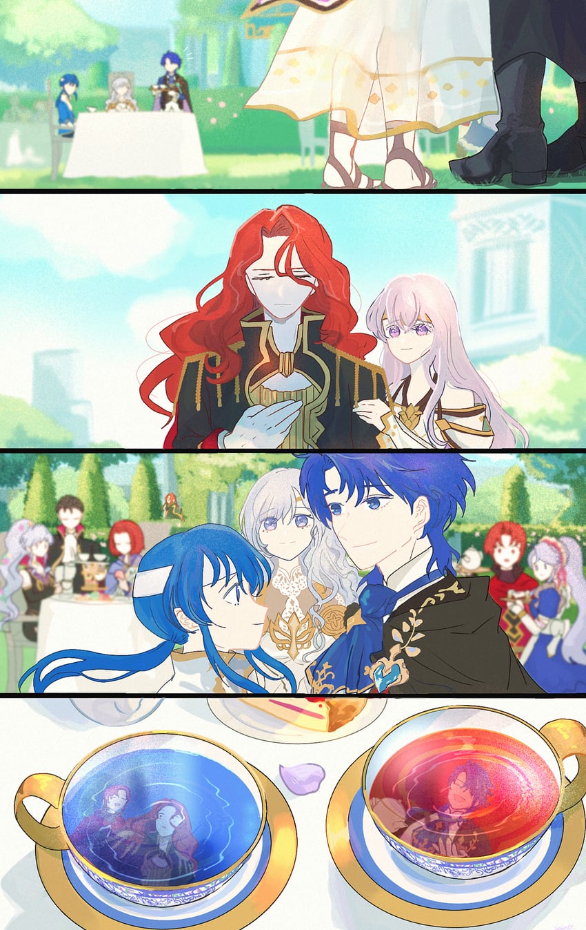 seliph, sigurd, reinhardt, tailtiu, julius, and 6 more (fire emblem and 3 more) drawn by sasaki_(dkenpisss)