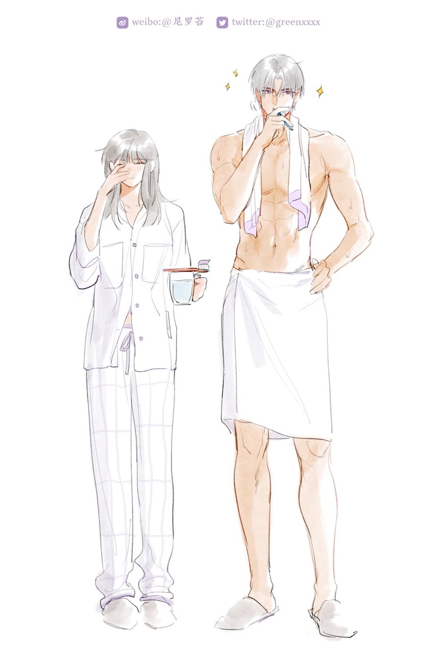 protagonist and charlie su (light and night love) drawn by greenchou