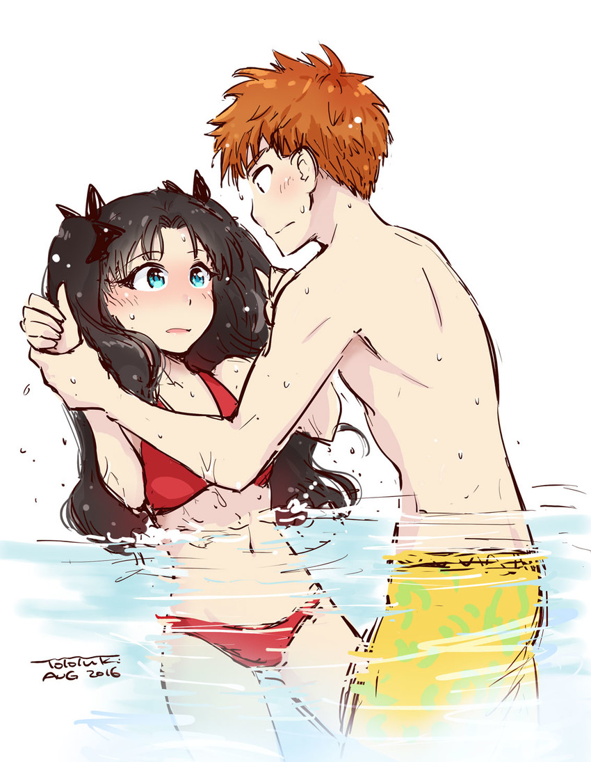 tohsaka rin and emiya shirou (fate and 1 more) drawn by iida_toyoyuki