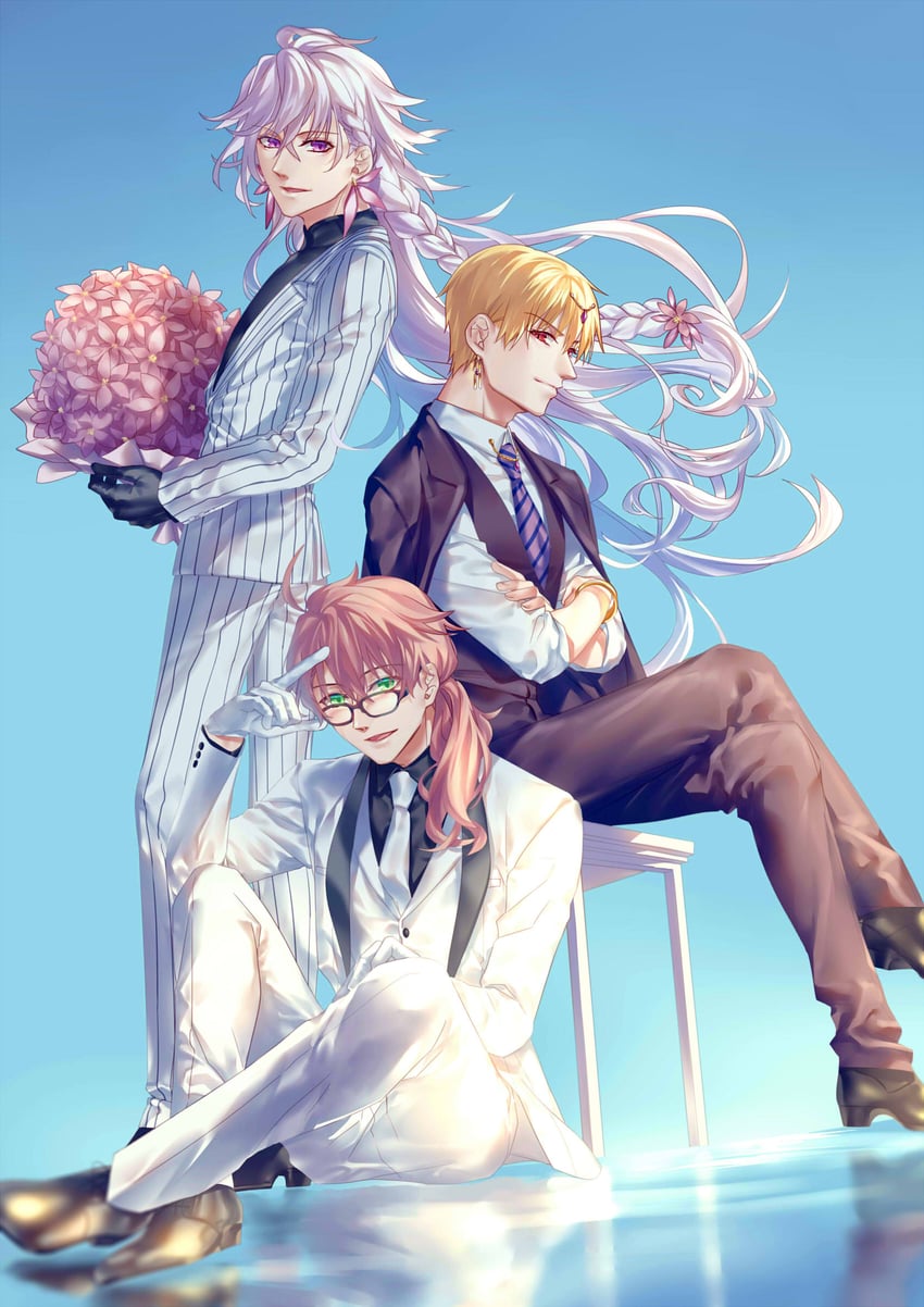 merlin, gilgamesh, and romani archaman (fate and 1 more) drawn by yuu+1