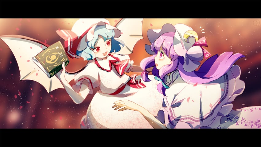 remilia scarlet and patchouli knowledge (touhou) drawn by cake_mogo