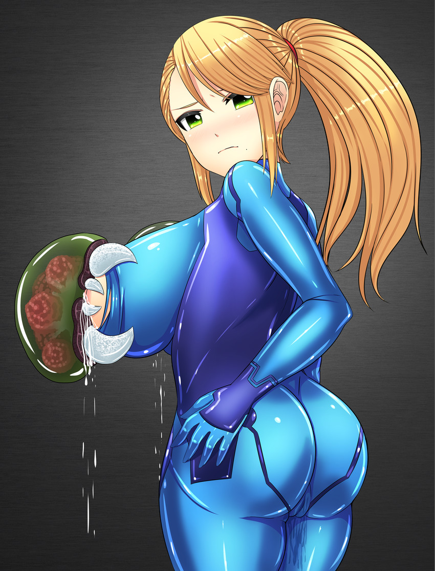 samus aran, metroid, and metroid larva (metroid) drawn by yom-kyunkyunartworks