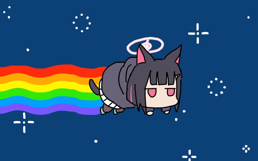 kazusa and nyan cat (blue archive and 1 more) drawn by washin