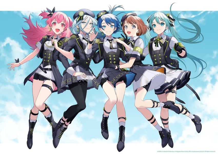 hatsune miku, hanasato minori, kiritani haruka, momoi airi, hinomori shizuku, and 1 more (vocaloid and 2 more) drawn by sogawa