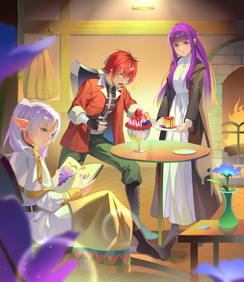 frieren, fern, and stark (sousou no frieren) drawn by lingdu_han