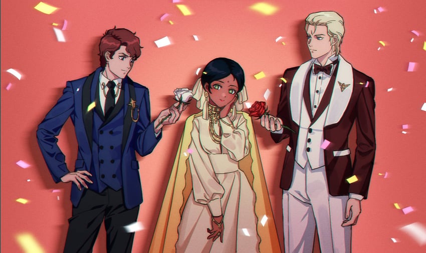 char aznable, amuro ray, and lalah sune (gundam and 1 more) drawn by yy0880yy