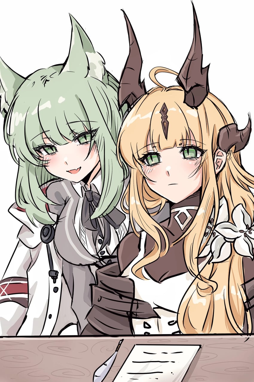 reed, reed the flame shadow, and harmonie (arknights) drawn by shishen_xiang_yu_pai