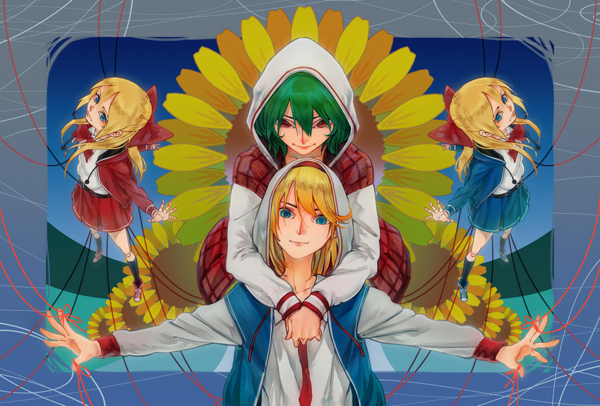 alice margatroid, kazami yuuka, shanghai doll, and hourai doll (touhou) drawn by tiii