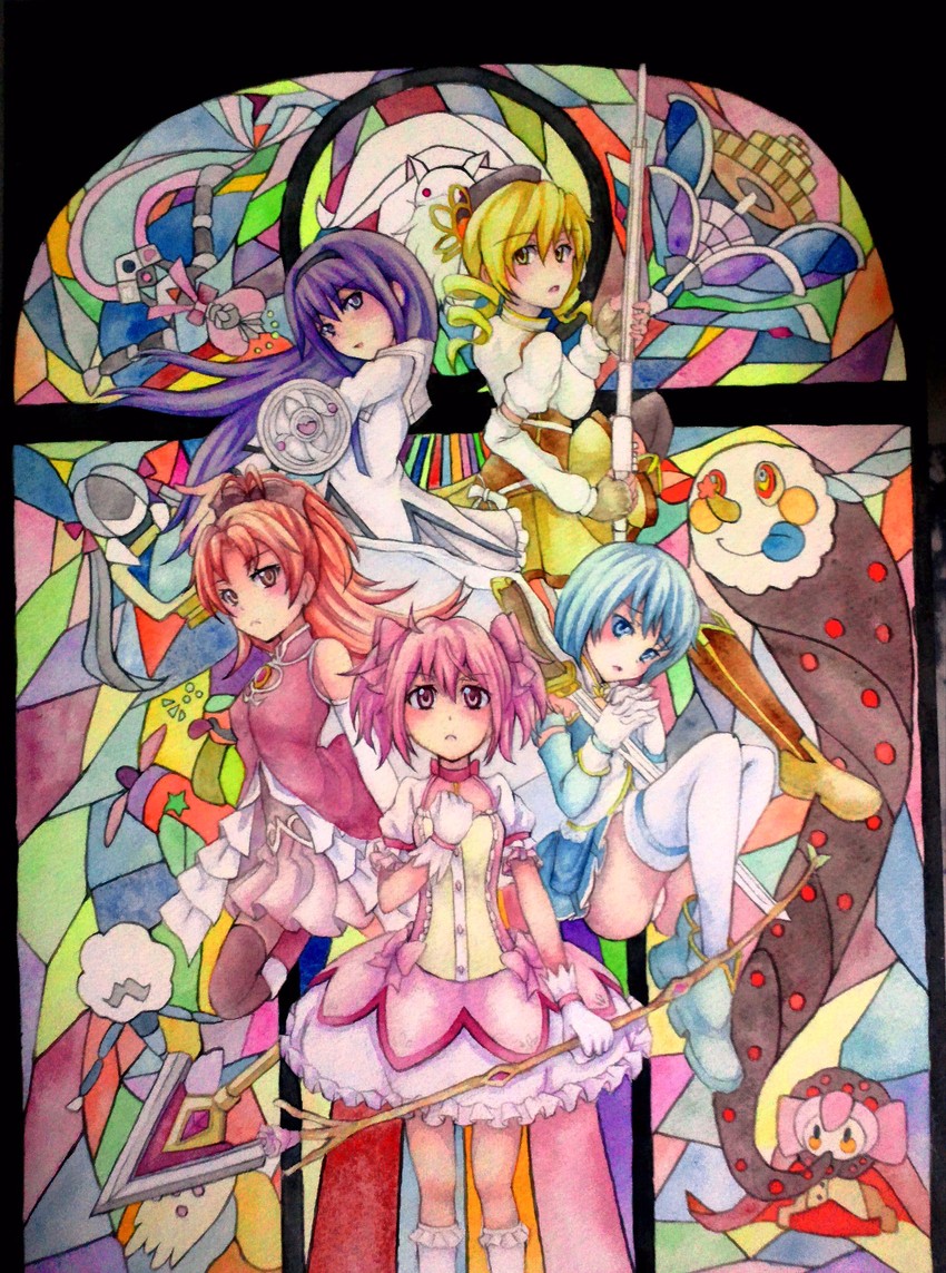 akemi homura, kaname madoka, miki sayaka, sakura kyoko, tomoe mami, and 7 more (mahou shoujo madoka magica) drawn by yuyu_(00365676)