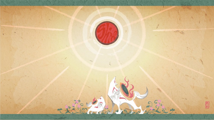 amaterasu and chibiterasu (ookami and 1 more) drawn by riki_(vincent0)