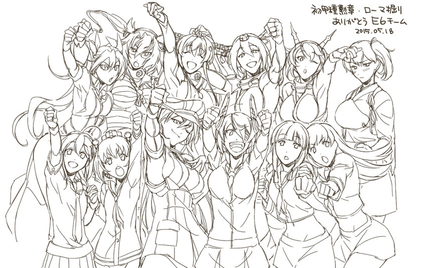 kaga, shigure, tenryuu, nagato, yukikaze, and 7 more (kantai collection) drawn by tsuzuki_masumi