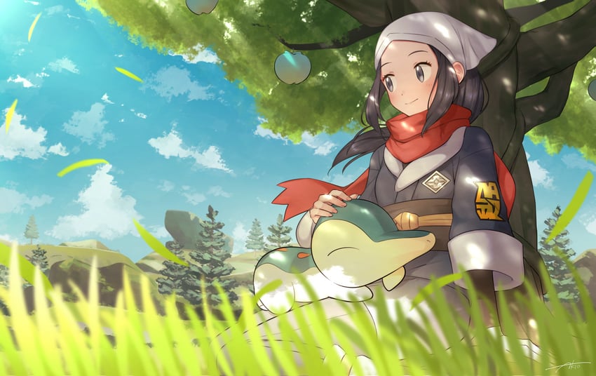 akari and cyndaquil (pokemon and 1 more) drawn by akio_(kio2105)