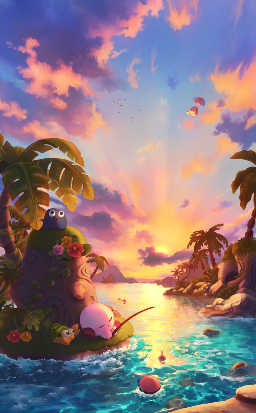 kirby, waddle dee, gooey, morpho knight, blipper, and 2 more (kirby) drawn by amedama_(akaki_4207)