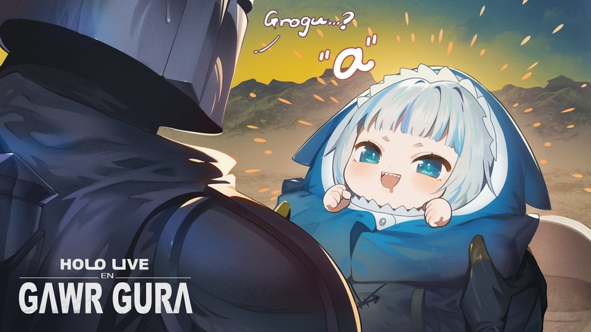 gawr gura and din djarin (hololive and 3 more) drawn by sapysha