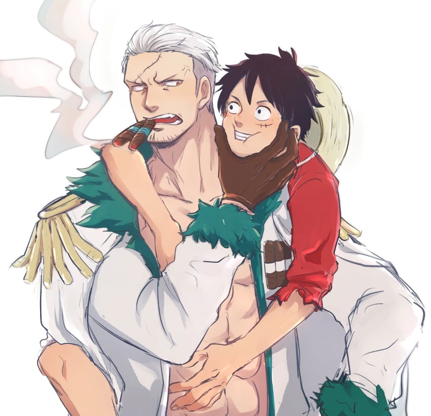 monkey d. luffy and smoker (one piece) drawn by yamakazi47