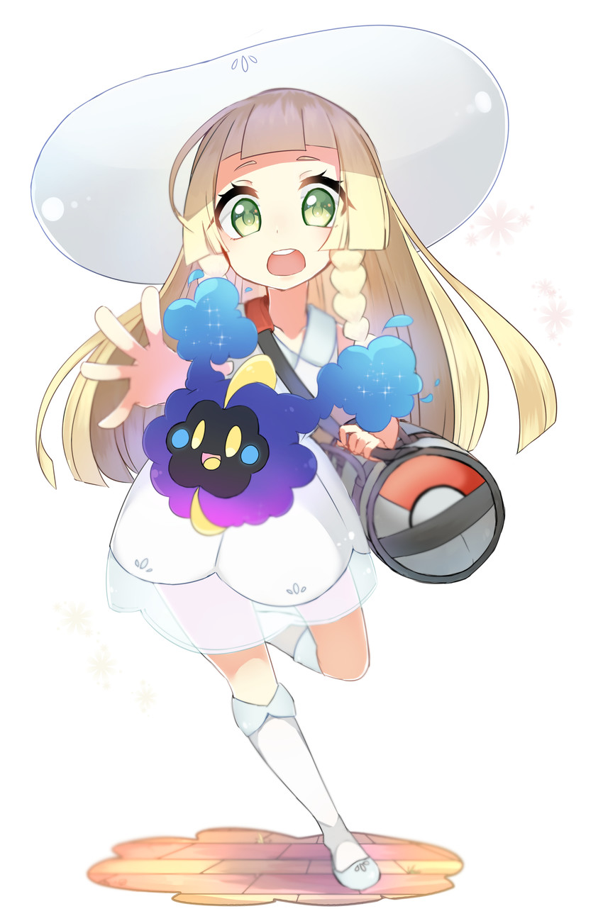 lillie and cosmog (pokemon and 1 more) drawn by reirou_(chokoonnpu)