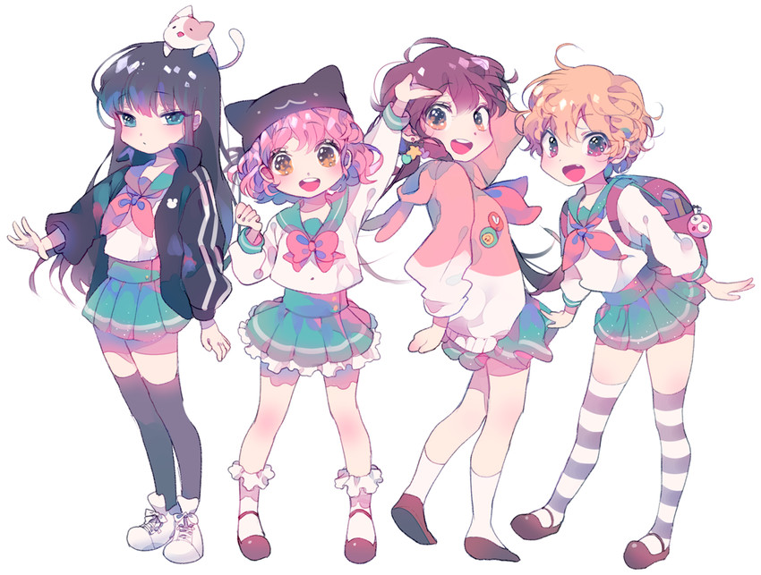 ebisuzawa kurumi, takeya yuki, wakasa yuuri, and naoki miki (gakkou gurashi!) drawn by vivinos