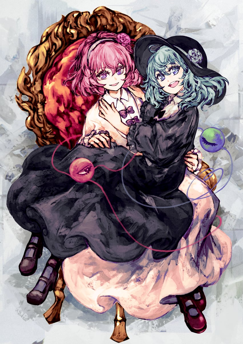 komeiji koishi and komeiji satori (touhou) drawn by akasia
