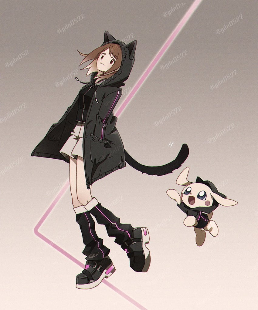 yagami hikari and plotmon (digimon and 1 more) drawn by gdn0522