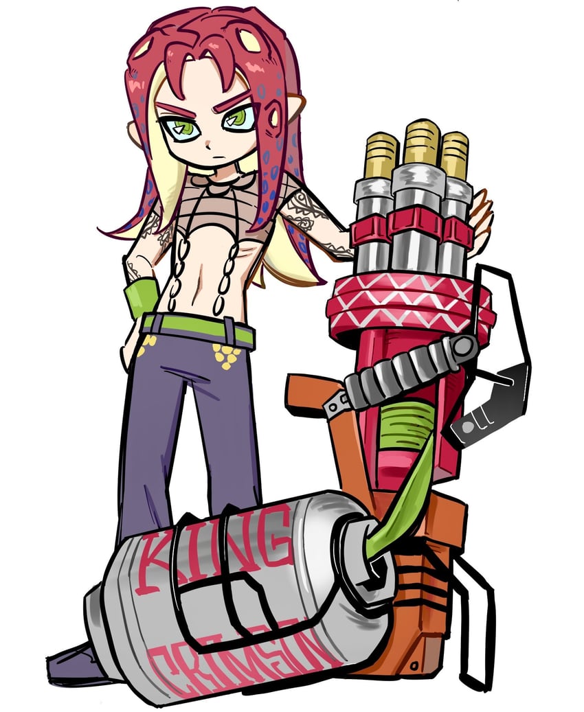 octoling player character and diavolo (jojo no kimyou na bouken and 2 more) drawn by tutu5677083