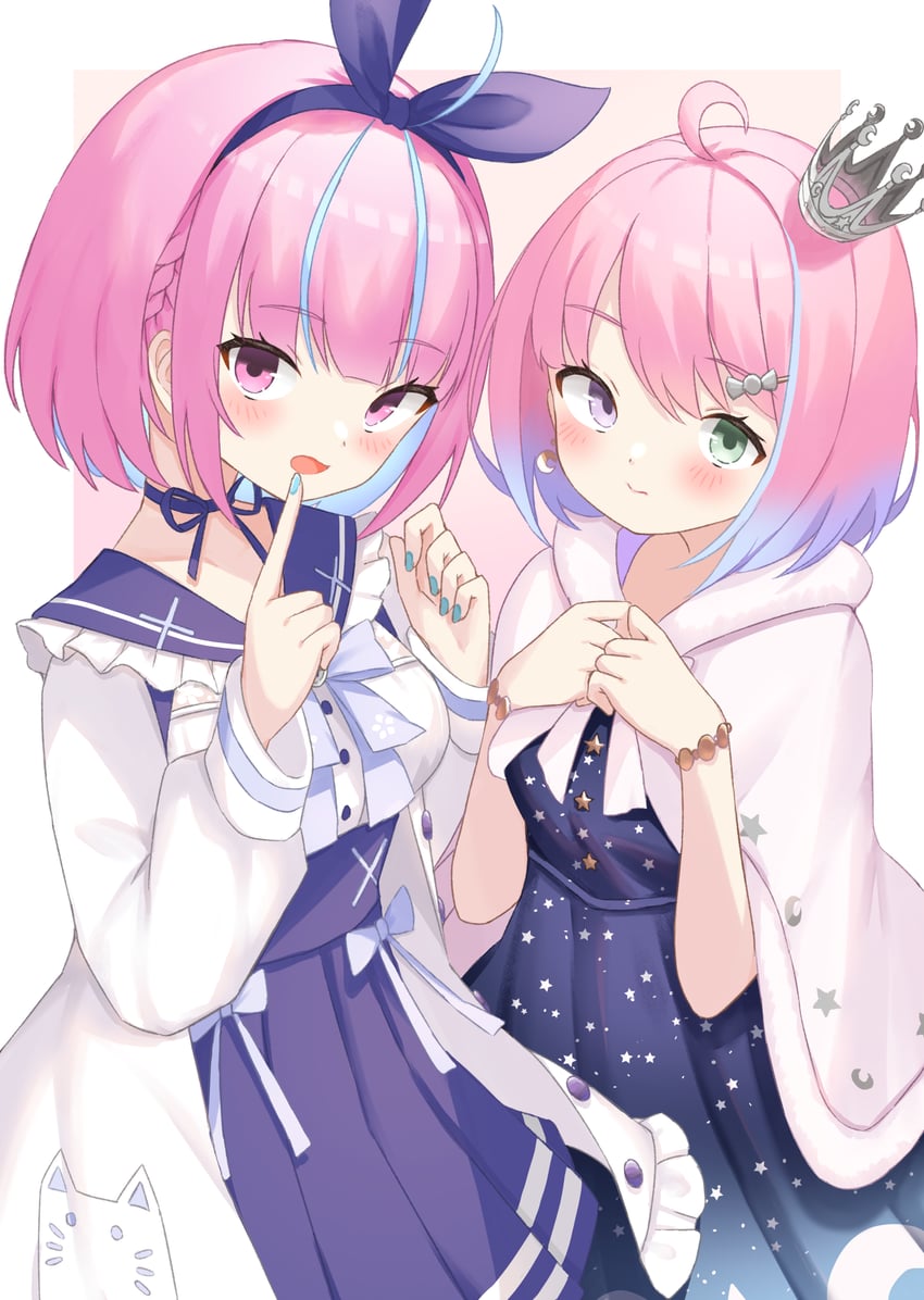 minato aqua and himemori luna (hololive) drawn by toui_penko
