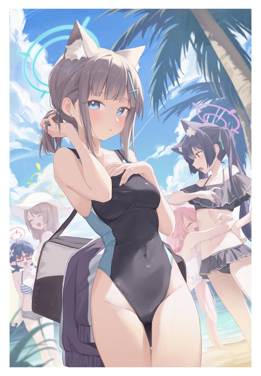 shiroko, hoshino, nonomi, serika, and ayane (blue archive) drawn by midori_fufu