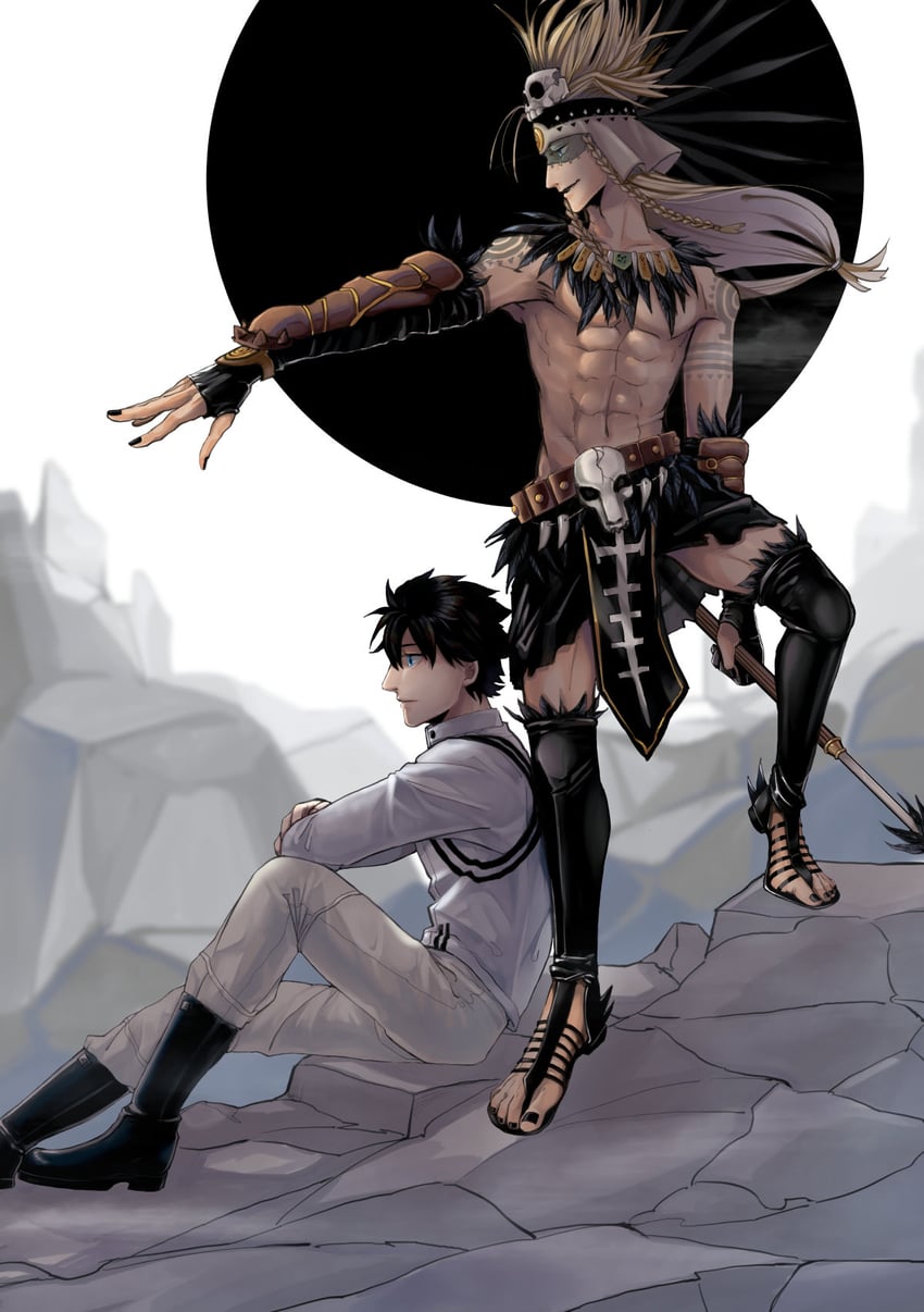 fujimaru ritsuka and tezcatlipoca (fate and 1 more) drawn by bang_bang0923