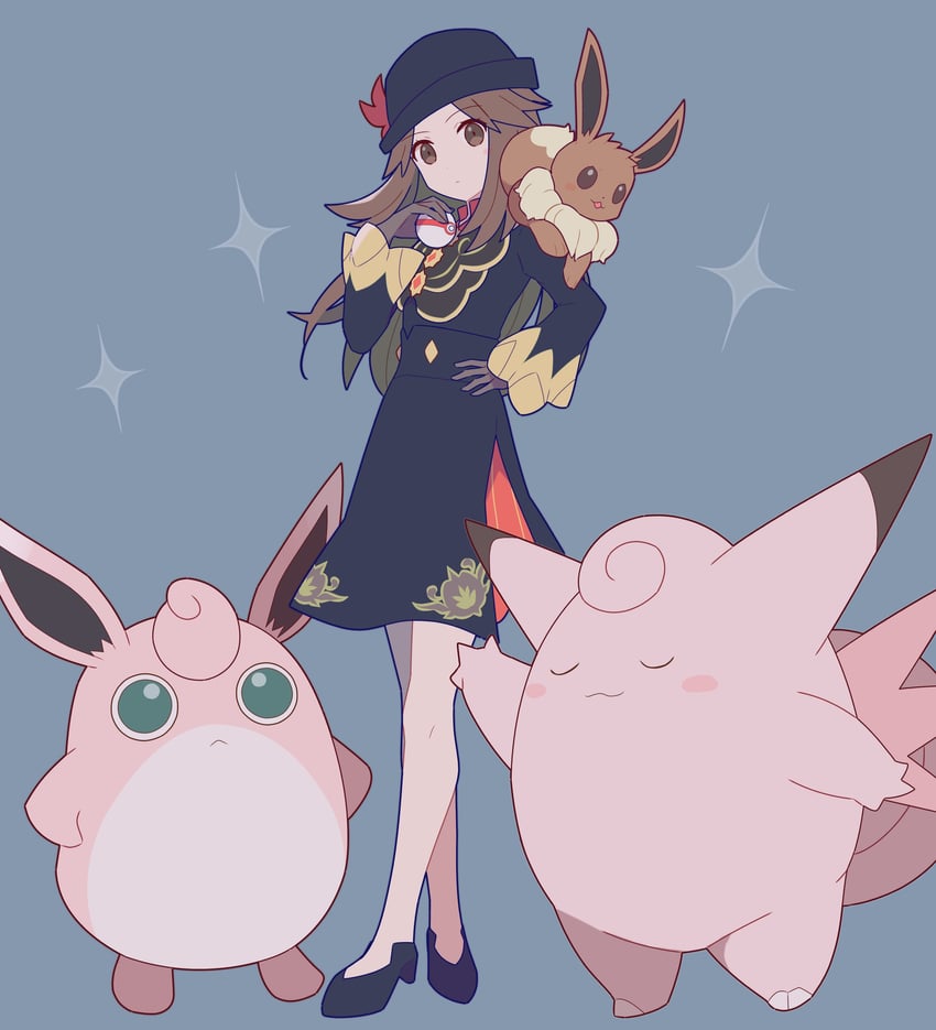 eevee, wigglytuff, clefable, and leaf (pokemon and 1 more) drawn by 343rone