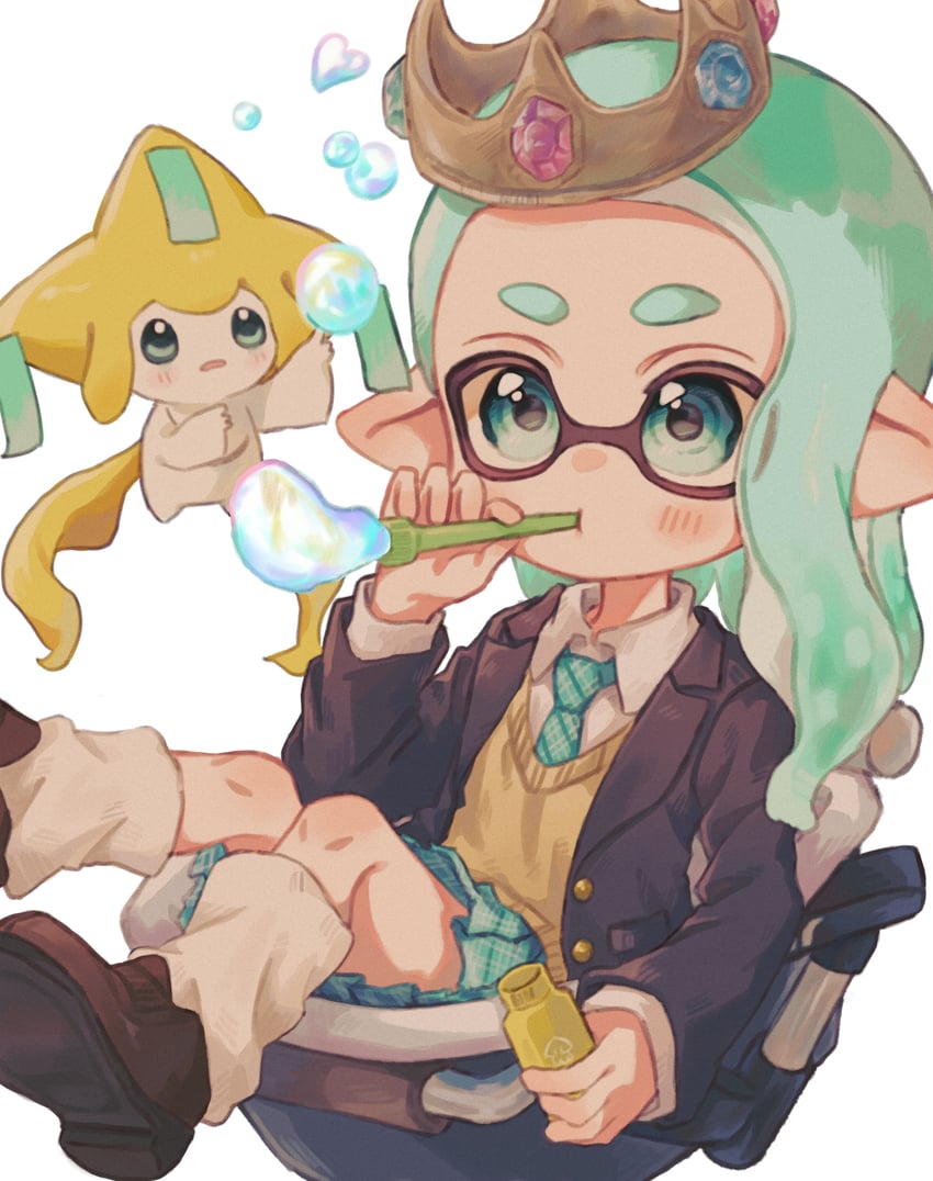 inkling player character, inkling girl, and jirachi (pokemon and 1 more) drawn by ochocho2828