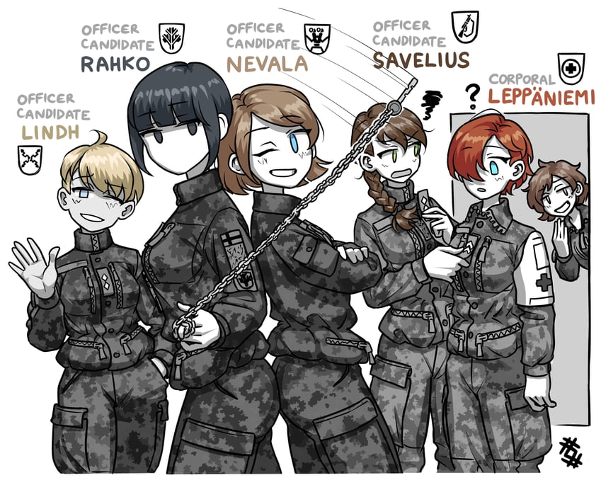 anni junttila, saila leppaniemi, savelius, elina rahko, lindh, and 1 more (seno lepo) drawn by ostwindprojekt