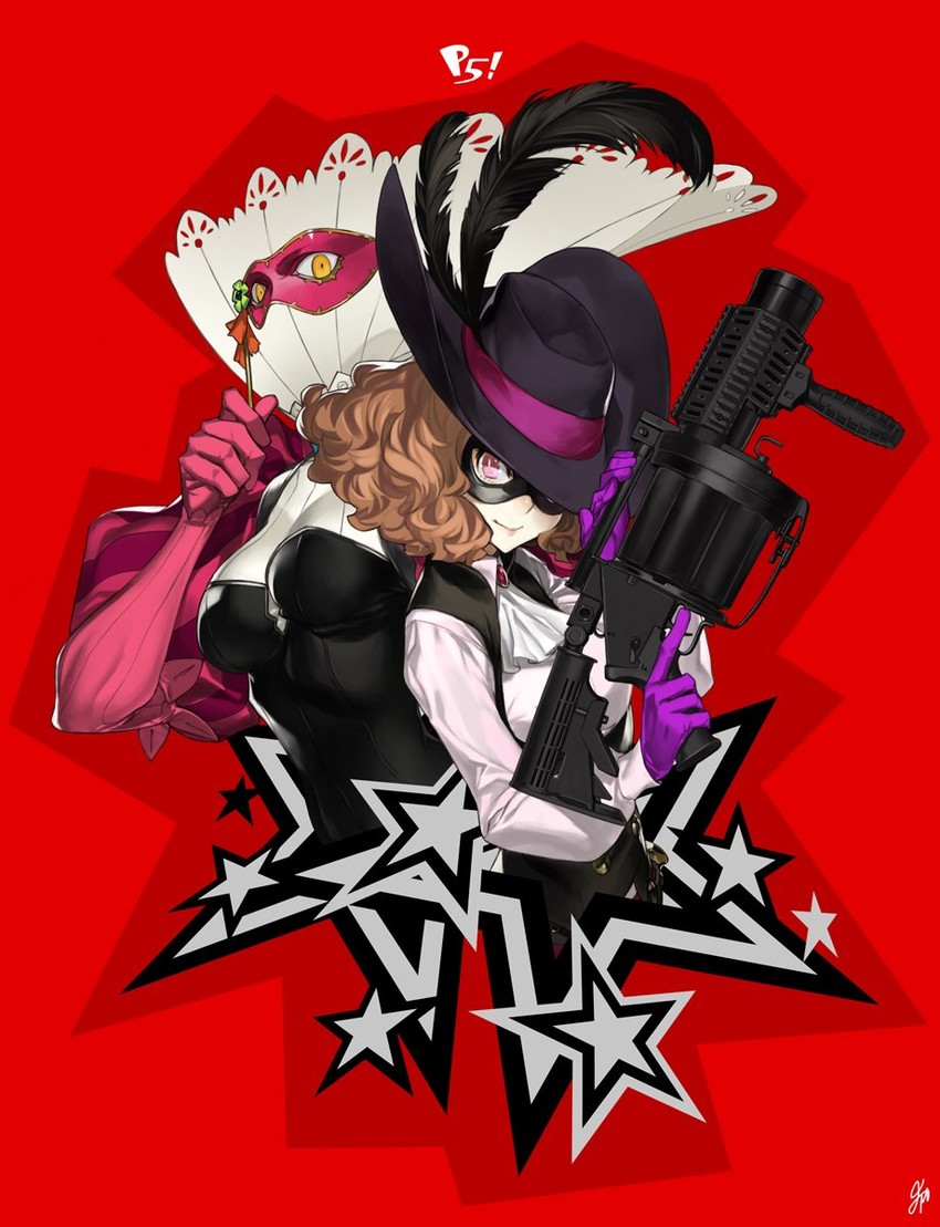okumura haru, noir, and milady (persona and 1 more) drawn by 92m