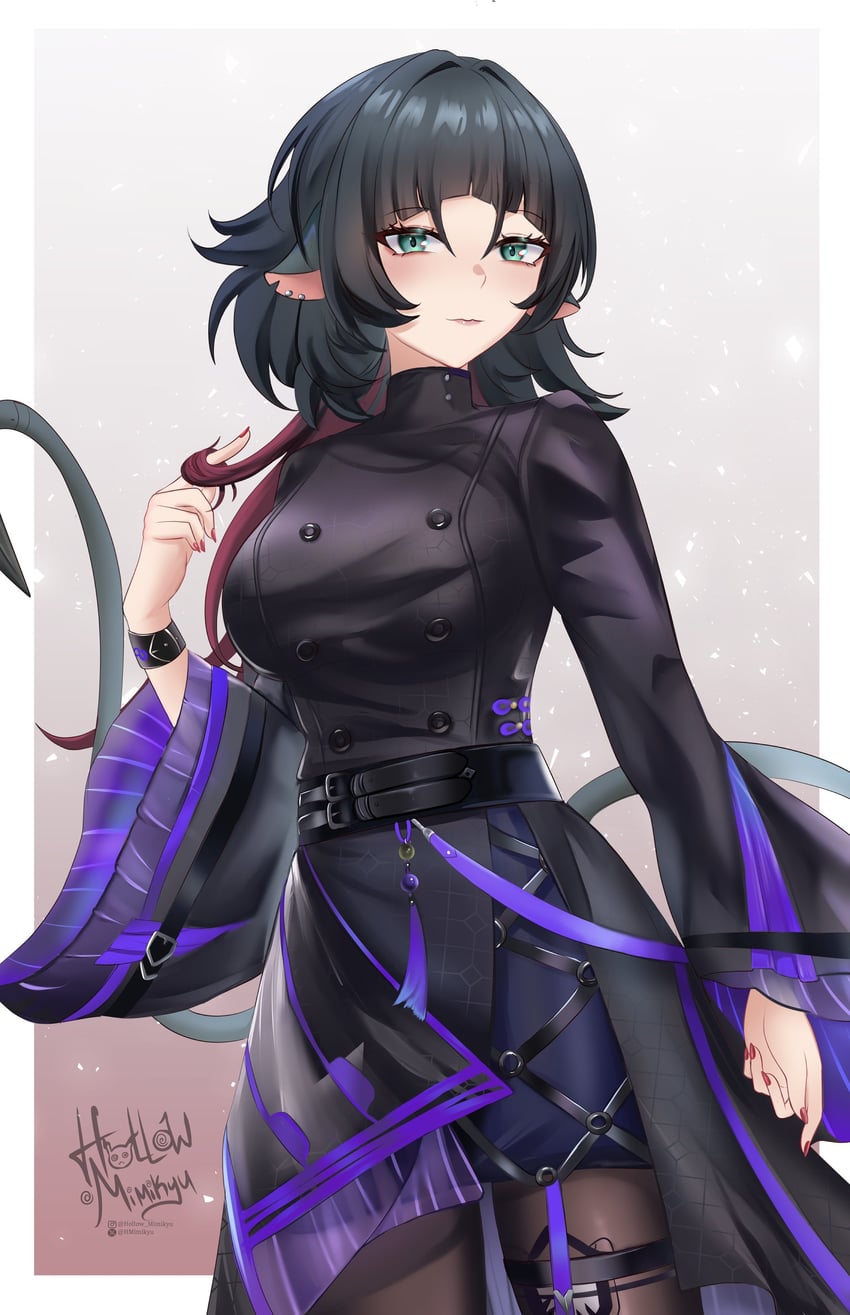 jane doe and lin (arknights and 1 more) drawn by hollow_mimikyu
