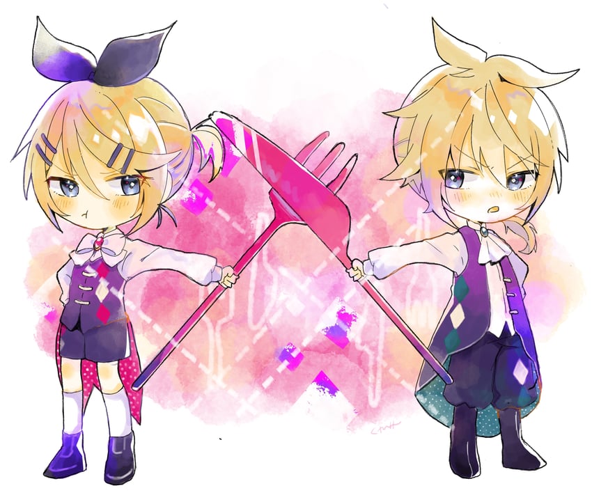 kagamine rin and kagamine len (vocaloid and 1 more) drawn by kurebe
