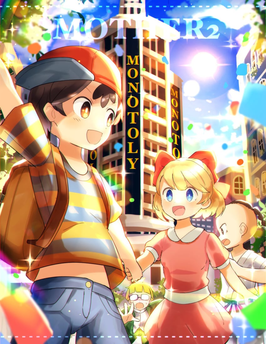ness, paula, jeff andonuts, and poo (mother and 1 more) drawn by kurorinamori