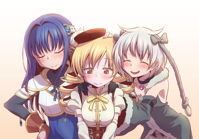 tomoe mami, nanami yachiyo, and azusa mifuyu (mahou shoujo madoka magica and 1 more) drawn by touyu_(yuruyuruto)
