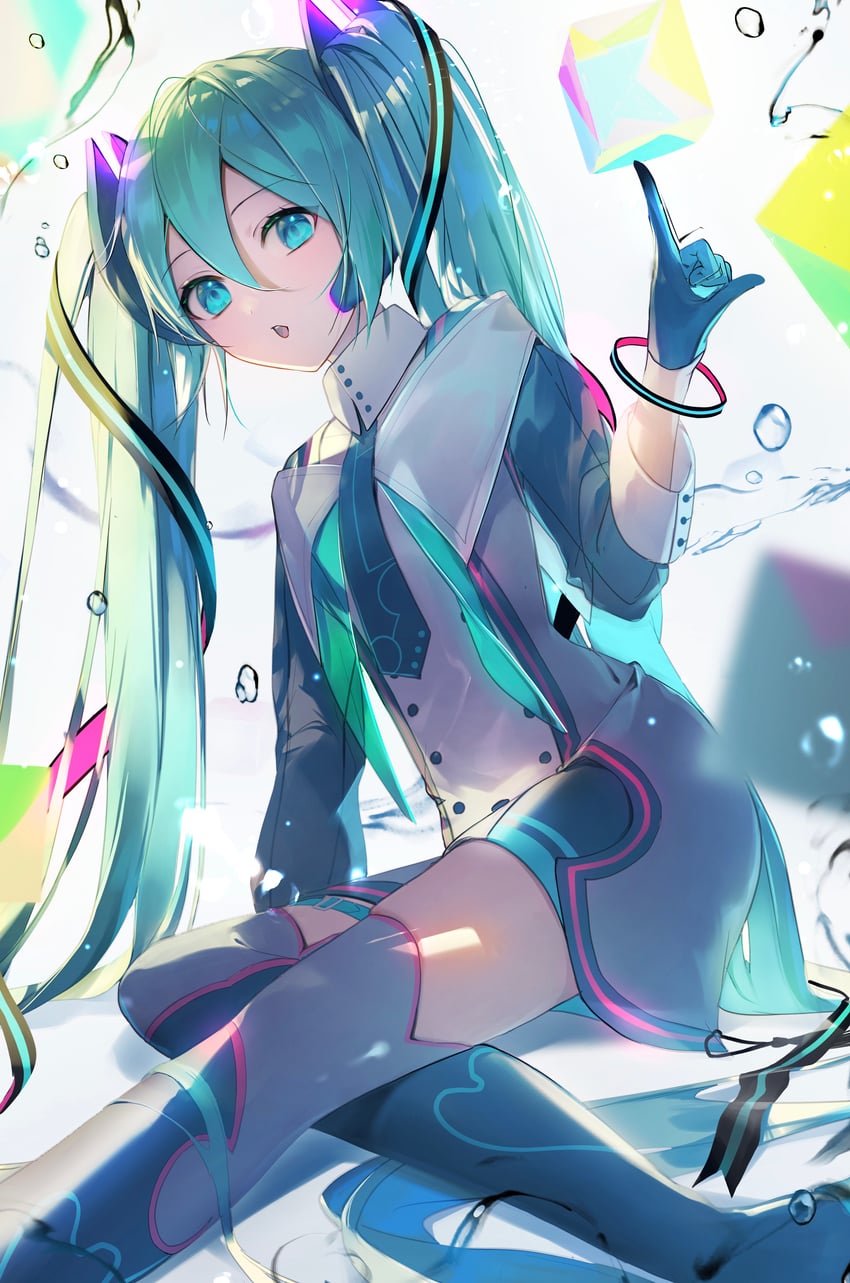 hatsune miku and magical mirai miku (vocaloid and 1 more) drawn by kamatoyu
