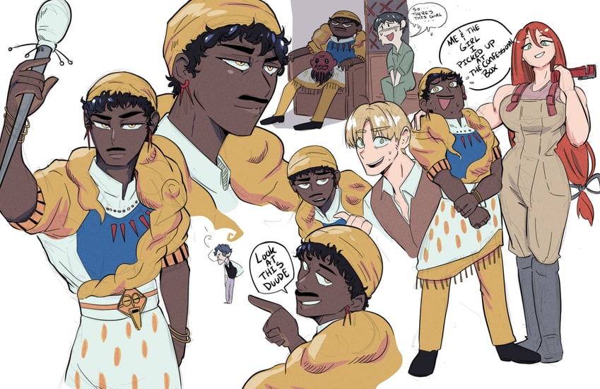 levi, daan, abella, o'saa, henryk, and 1 more (fear & hunger and 1 more) drawn by onac911