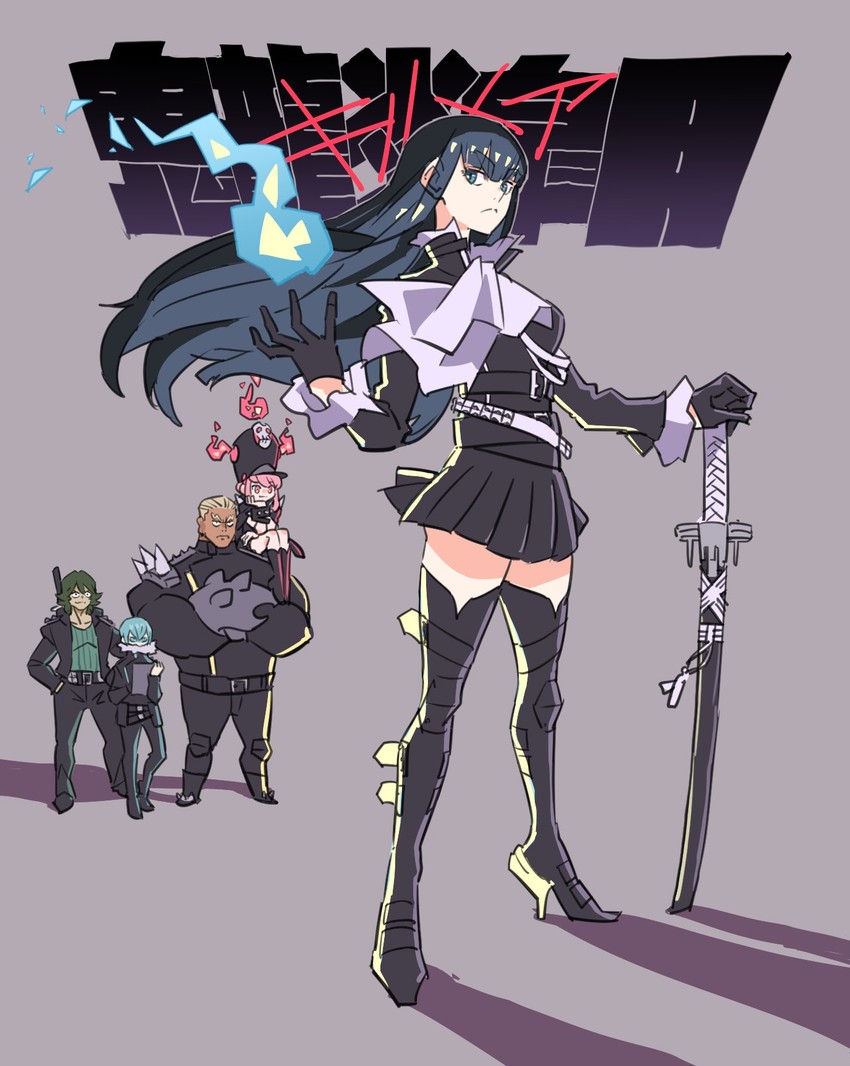 kiryuuin satsuki, lio fotia, jakuzure nonon, gamagoori ira, sanageyama uzu, and 1 more (kill la kill and 2 more) drawn by takeuchi_ryousuke