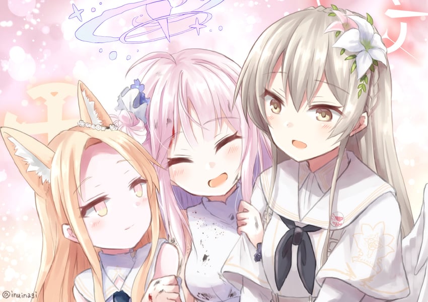 mika, seia, and nagisa (blue archive) drawn by inui_nagi