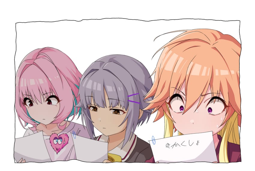 yumemi riamu, koshimizu sachiko, and ninomiya asuka (idolmaster and 1 more) drawn by kakki_(kackie)
