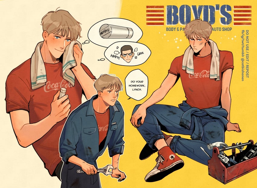 adam parrish and ronan lynch (coca-cola) drawn by catbishonen