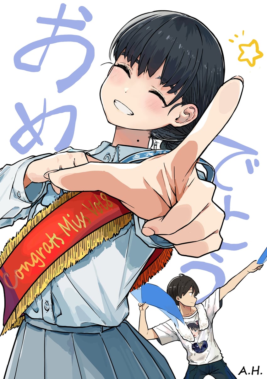 nukumizu kazuhiko and basori tiara (make heroine ga oo sugiru!) drawn by alexander_herrington