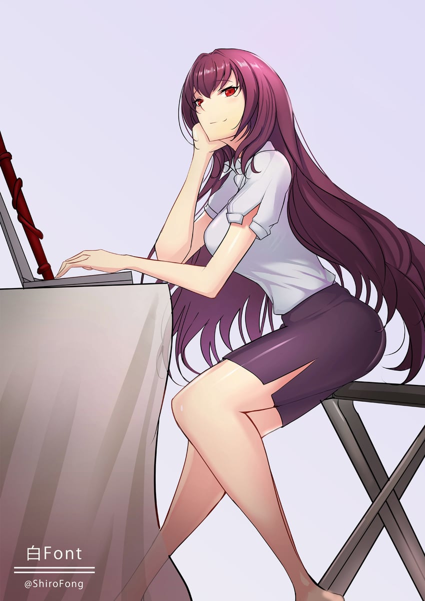 scathach (fate and 1 more) drawn by shiro_font