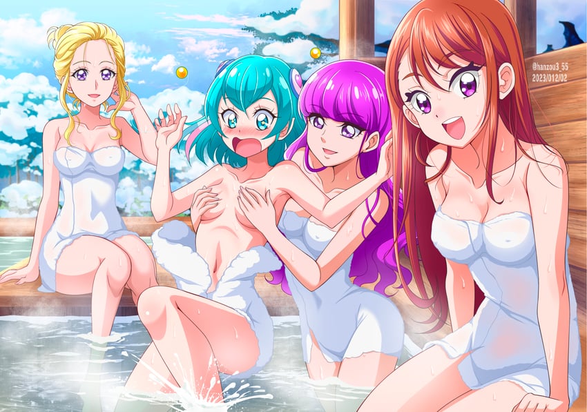 hagoromo lala, hijiri ageha, kotozume yukari, and fuurin asumi (precure and 4 more) drawn by hanzou
