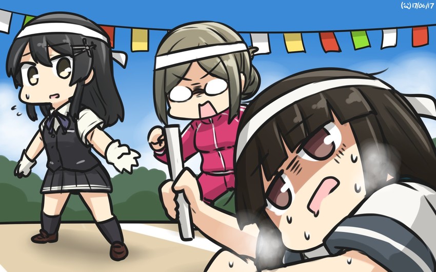 hatsuyuki, katori, and oyashio (kantai collection) drawn by hamu_koutarou