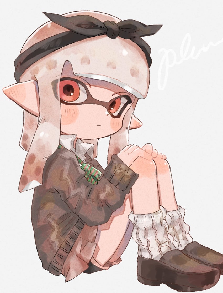 inkling player character and inkling girl (splatoon) drawn by plum0o0